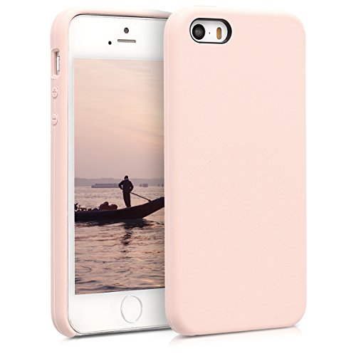 kwmobile Hülle kompatibel mit Apple iPhone SE (1.Gen 2016) / iPhone 5 / iPhone 5S Hülle - Silikon Handy Case - Handyhülle weiche Oberfläche - kabelloses Laden - Altrosa von kwmobile