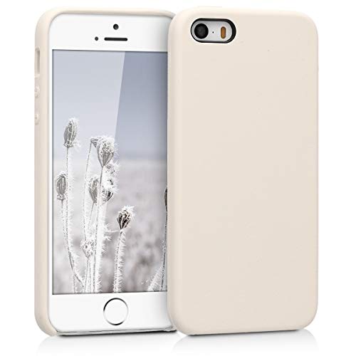 kwmobile Hülle kompatibel mit Apple iPhone SE (1.Gen 2016) / iPhone 5 / iPhone 5S Hülle - Silikon Handy Case - Handyhülle weiche Oberfläche - kabelloses Laden - Creme von kwmobile