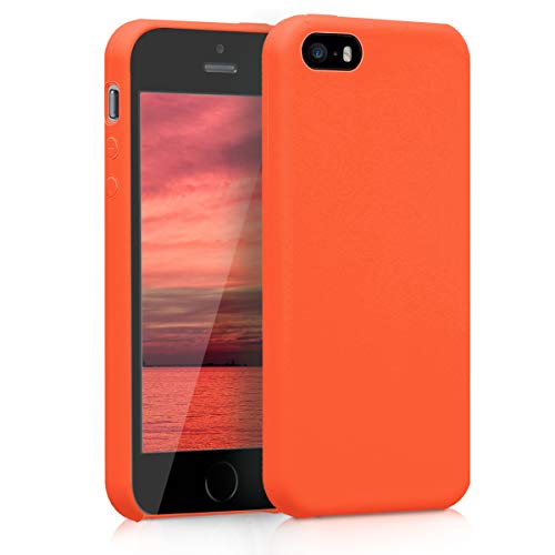 kwmobile Hülle kompatibel mit Apple iPhone SE (1.Gen 2016) / iPhone 5 / iPhone 5S Hülle - Silikon Handy Case - Handyhülle weiche Oberfläche - kabelloses Laden - Orange von kwmobile