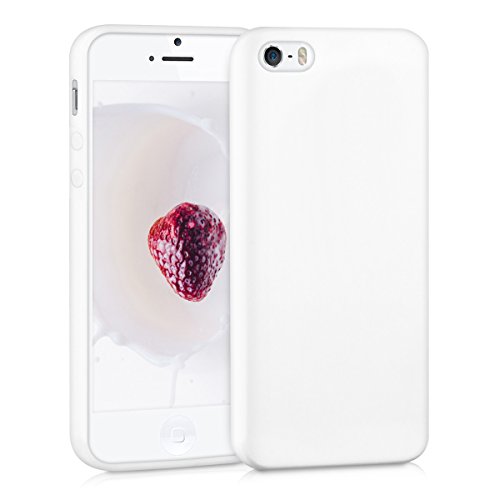kwmobile Hülle kompatibel mit Apple iPhone SE (1.Gen 2016) / iPhone 5 / iPhone 5S Hülle - weiches TPU Silikon Case - Cover geeignet für kabelloses Laden - Weiß matt von kwmobile