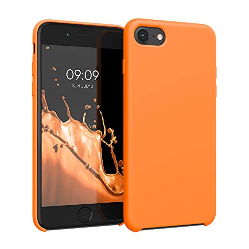 kwmobile Hülle kompatibel mit Apple iPhone SE (2022) / iPhone SE (2020) / iPhone 8 / iPhone 7 Hülle - Silikon Handy Case - Handyhülle weiche Oberfläche - kabelloses Laden - Fruity Orange von kwmobile