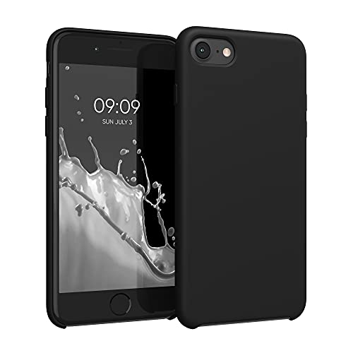 kwmobile Hülle kompatibel mit Apple iPhone SE (2022) / iPhone SE (2020) / iPhone 8 / iPhone 7 Hülle - Silikon Handy Case - Handyhülle weiche Oberfläche - kabelloses Laden - Schwarz von kwmobile