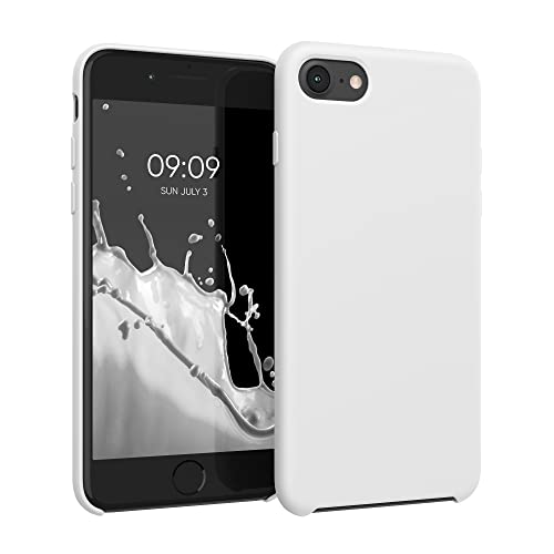 kwmobile Hülle kompatibel mit Apple iPhone SE (2022) / iPhone SE (2020) / iPhone 8 / iPhone 7 Hülle - Silikon Handy Case - Handyhülle weiche Oberfläche - kabelloses Laden - Weiß von kwmobile