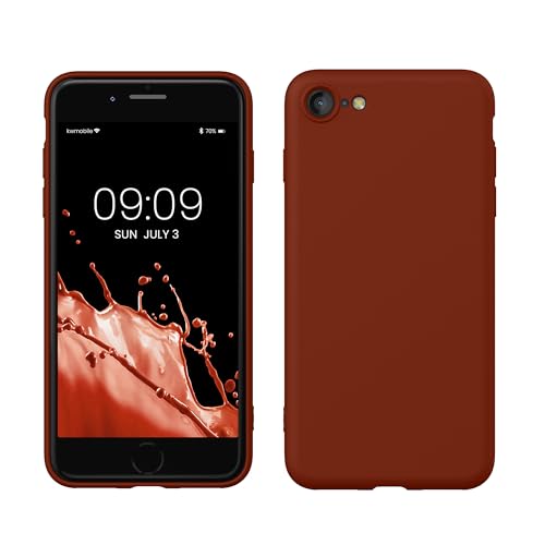 kwmobile Hülle kompatibel mit Apple iPhone SE (2022) / iPhone SE (2020) / iPhone 8 / iPhone 7 Hülle - gummierte TPU Silikon Handyhülle - Schutzhülle für kabelloses Laden - Case in Spice Red von kwmobile