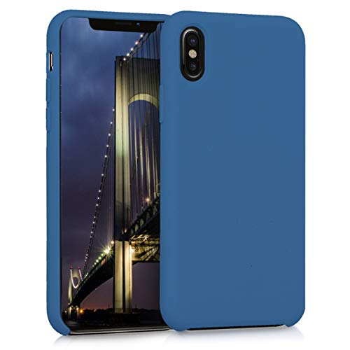 kwmobile Hülle kompatibel mit Apple iPhone X Hülle - Silikon Handy Case - Handyhülle weiche Oberfläche - kabelloses Laden - Marineblau von kwmobile