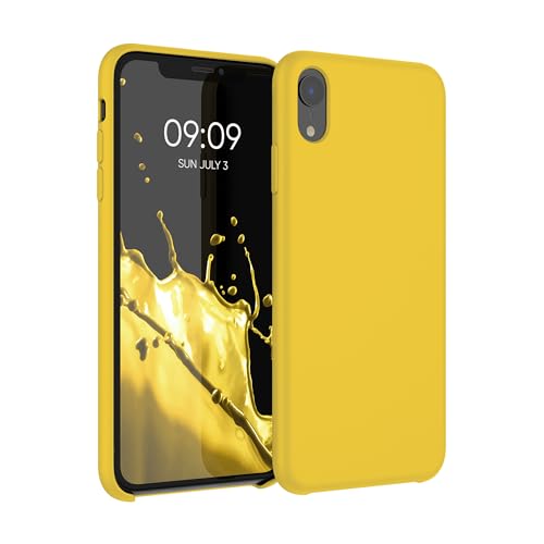 kwmobile Hülle kompatibel mit Apple iPhone XR Hülle - Silikon Handy Case - Handyhülle weiche Oberfläche - kabelloses Laden - Strahlend Gelb von kwmobile