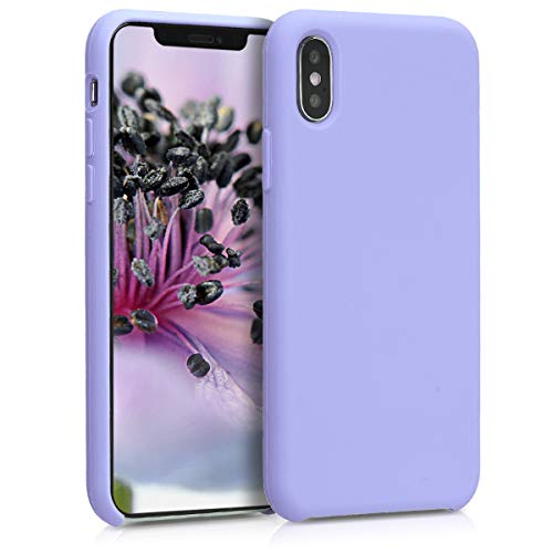 kwmobile Hülle kompatibel mit Apple iPhone XS Hülle - Silikon Handy Case - Handyhülle weiche Oberfläche - kabelloses Laden - Pastell Lavendel von kwmobile
