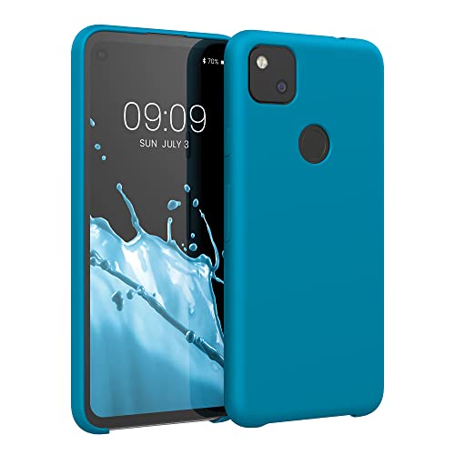 kwmobile Hülle kompatibel mit Google Pixel 4a Hülle - Silikon Handy Case - Handyhülle weiche Oberfläche - kabelloses Laden - Karibikblau von kwmobile