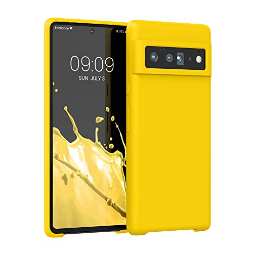 kwmobile Hülle kompatibel mit Google Pixel 6 Pro Hülle - Silikon Handy Case - Handyhülle weiche Oberfläche - kabelloses Laden - Strahlend Gelb von kwmobile