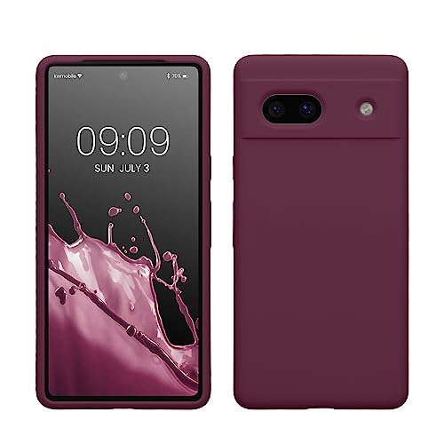 kwmobile Hülle kompatibel mit Google Pixel 7a Hülle - Silikon Handy Case - Handyhülle weiche Oberfläche - kabelloses Laden - Bordeaux Violett von kwmobile
