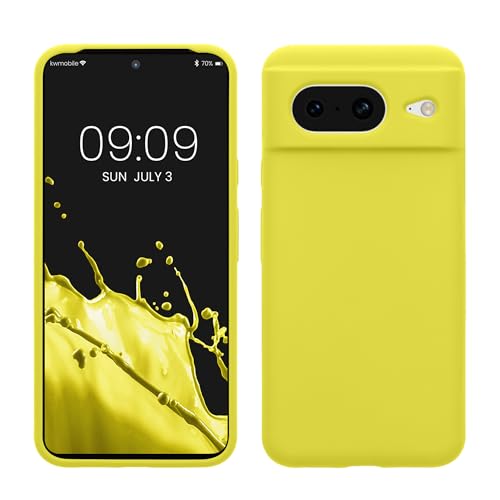 kwmobile Hülle kompatibel mit Google Pixel 8 Hülle - Silikon Handy Case - Handyhülle weiche Oberfläche - kabelloses Laden - Zitronengelb von kwmobile