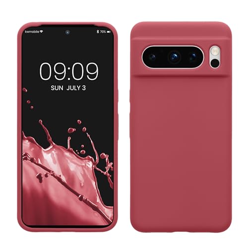 kwmobile Hülle kompatibel mit Google Pixel 8 Pro Hülle - Silikon Handy Case - Handyhülle weiche Oberfläche - kabelloses Laden - Dark Rose von kwmobile