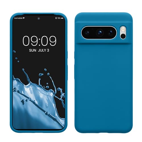 kwmobile Hülle kompatibel mit Google Pixel 8 Pro Hülle - Silikon Handy Case - Handyhülle weiche Oberfläche - kabelloses Laden - Karibikblau von kwmobile