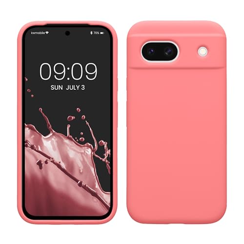 kwmobile Hülle kompatibel mit Google Pixel 8a Hülle - Silikon Handy Case - Handyhülle weiche Oberfläche - kabelloses Laden - Pastell Koralle von kwmobile