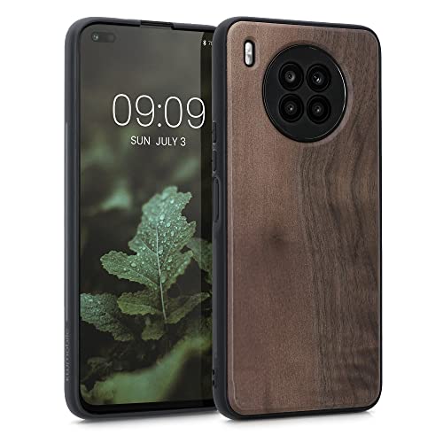 kwmobile Hülle kompatibel mit Honor 50 Lite Hülle - Holz Case - stoßfestes Handy Cover - TPU Handyhülle in Dunkelbraun von kwmobile