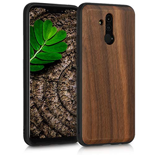 kwmobile Hülle kompatibel mit Huawei Mate 20 Lite Hülle - Holz Case - stoßfestes Handy Cover - TPU Handyhülle in Dunkelbraun von kwmobile