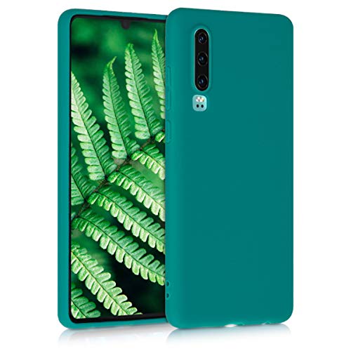 kwmobile Hülle kompatibel mit Huawei P30 Hülle - weiches TPU Silikon Case - Cover geeignet für kabelloses Laden - Petrol matt von kwmobile