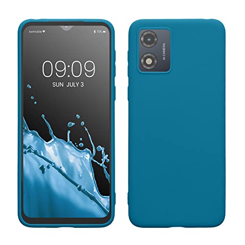 kwmobile Hülle kompatibel mit Motorola Moto E13 Hülle - weiches TPU Silikon Case - Cover geeignet für kabelloses Laden - Karibikblau von kwmobile