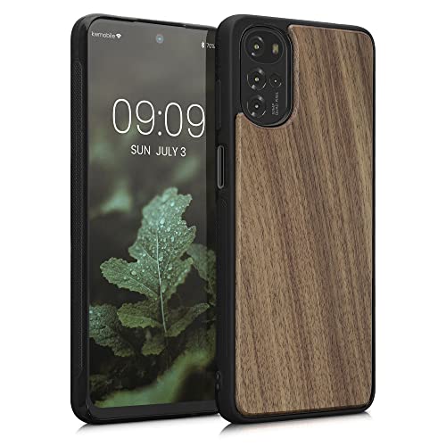 kwmobile Hülle kompatibel mit Motorola Moto G22 Hülle - Holz Case - stoßfestes Handy Cover - TPU Handyhülle in Dunkelbraun von kwmobile