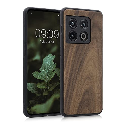 kwmobile Hülle kompatibel mit OnePlus 10 Pro 5G Hülle - Holz Case - stoßfestes Handy Cover - TPU Handyhülle in Dunkelbraun von kwmobile
