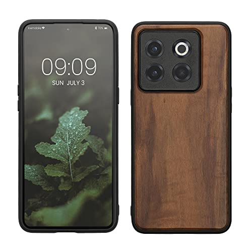 kwmobile Hülle kompatibel mit OnePlus 10T 5G Hülle - Holz Case - stoßfestes Handy Cover - TPU Handyhülle in Dunkelbraun von kwmobile