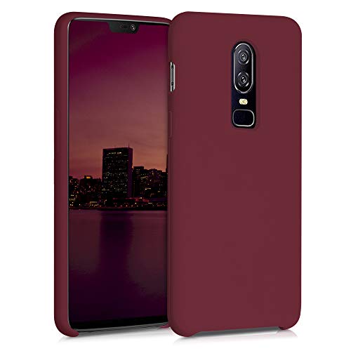 kwmobile Hülle kompatibel mit OnePlus 6 Hülle - Silikon Handy Case - Handyhülle weiche Oberfläche - kabelloses Laden - Rhabarber Rot von kwmobile