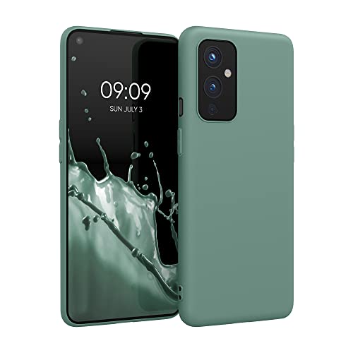 kwmobile Hülle kompatibel mit OnePlus 9 (EU/NA Version) Hülle - weiches TPU Silikon Case - Cover geeignet für kabelloses Laden - Tannengrün von kwmobile