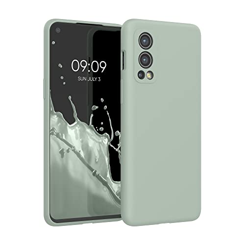 kwmobile Hülle kompatibel mit OnePlus Nord 2 5G Hülle - Silikon Handy Case - Handyhülle weiche Oberfläche - kabelloses Laden - Graugrün von kwmobile