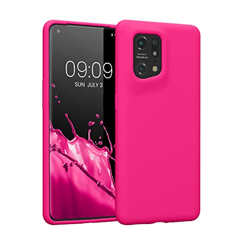 kwmobile Hülle kompatibel mit Oppo Find X5 (5G) Hülle - Silikon Handy Case - Handyhülle weiche Oberfläche - kabelloses Laden - Neon Pink von kwmobile