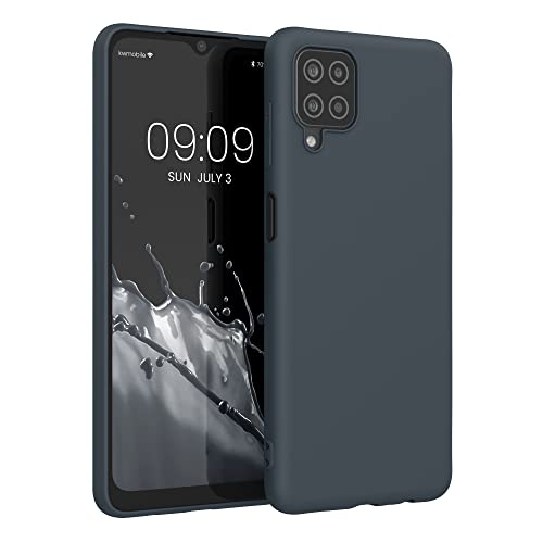 kwmobile Hülle kompatibel mit Samsung Galaxy A12 Hülle - weiches TPU Silikon Case - Cover geeignet für kabelloses Laden - Heidelbeerblau von kwmobile