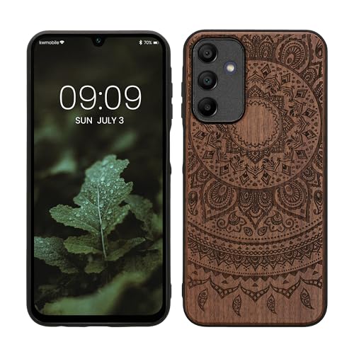 kwmobile Hülle kompatibel mit Samsung Galaxy A15 5G Hülle - Holz Case - Handy Cover - TPU Handyhülle in Dunkelbraun Indische Sonne von kwmobile