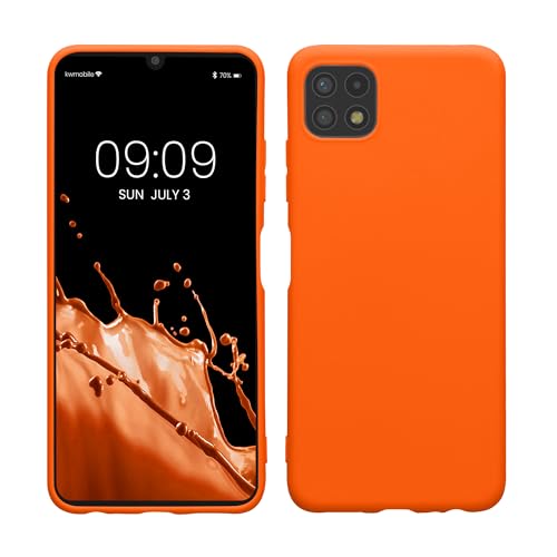 kwmobile Hülle kompatibel mit Samsung Galaxy A22 5G Hülle - weiches TPU Silikon Case - Cover geeignet für kabelloses Laden - Neon Orange von kwmobile