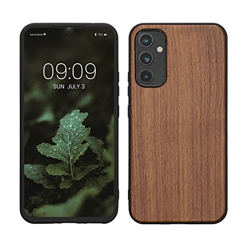 kwmobile Hülle kompatibel mit Samsung Galaxy A34 5G Hülle - Holz Case - stoßfestes Handy Cover - TPU Handyhülle in Dunkelbraun von kwmobile