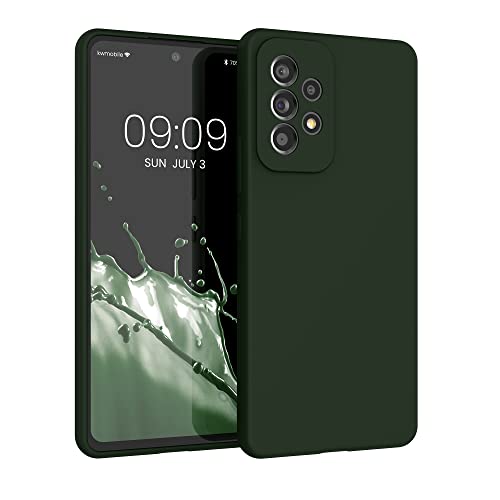 kwmobile Hülle kompatibel mit Samsung Galaxy A53 5G Hülle - Silikon Handy Case - Handyhülle weiche Oberfläche - kabelloses Laden - Dunkelgrün matt von kwmobile