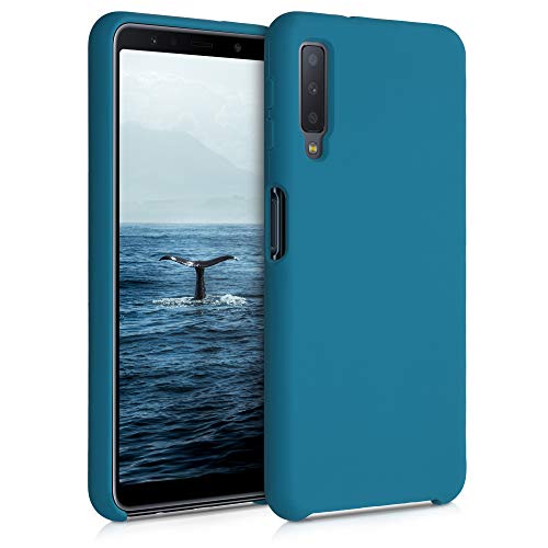 kwmobile Hülle kompatibel mit Samsung Galaxy A7 (2018) Hülle - Silikon Handy Case - Handyhülle weiche Oberfläche - kabelloses Laden - Petrol matt von kwmobile
