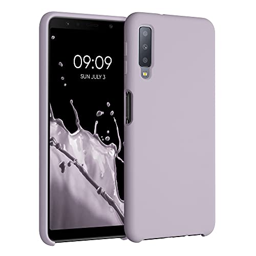 kwmobile Hülle kompatibel mit Samsung Galaxy A7 (2018) Hülle - Silikon Handy Case - Handyhülle weiche Oberfläche - kabelloses Laden - Purple Cloud von kwmobile