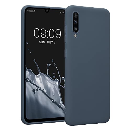kwmobile Hülle kompatibel mit Samsung Galaxy A70 Hülle - weiches TPU Silikon Case - Cover geeignet für kabelloses Laden - Dunkler Schiefer von kwmobile