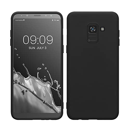 kwmobile Hülle kompatibel mit Samsung Galaxy A8 (2018) Hülle - weiches TPU Silikon Case - Cover geeignet für kabelloses Laden - Schwarz matt von kwmobile
