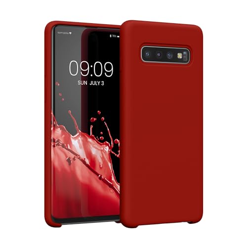 kwmobile Hülle kompatibel mit Samsung Galaxy S10 Hülle - Silikon Handy Case - Handyhülle weiche Oberfläche - kabelloses Laden - Dunkelrot von kwmobile