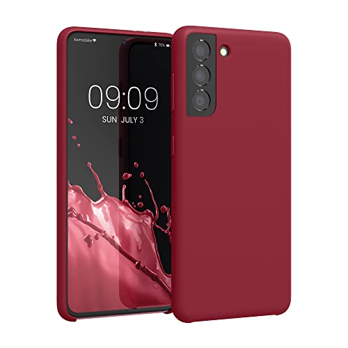 kwmobile Hülle kompatibel mit Samsung Galaxy S21 Hülle - Silikon Handy Case - Handyhülle weiche Oberfläche - kabelloses Laden - Rhabarber Rot von kwmobile