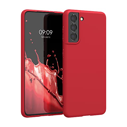 kwmobile Hülle kompatibel mit Samsung Galaxy S21 Hülle - weiches TPU Silikon Case - Cover geeignet für kabelloses Laden - Klassisch Rot von kwmobile