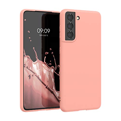 kwmobile Hülle kompatibel mit Samsung Galaxy S21 Hülle - weiches TPU Silikon Case - Cover geeignet für kabelloses Laden - Koralle matt von kwmobile