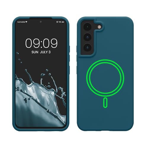 kwmobile Hülle kompatibel mit Samsung Galaxy S22 Hülle - magnetisches Silikon Case kompatibel mit MagSafe - Cover gummiert Petrol matt von kwmobile