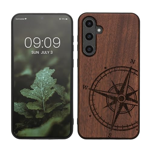kwmobile Hülle kompatibel mit Samsung Galaxy S23 FE Hülle - Holz Case - Handy Cover - TPU Handyhülle in Dunkelbraun Kompass Vintage kwmobile Hülle kompatibel mit Samsung Galaxy S23 FE Hülle - Holz Case - Handy Cover - TPU Handyhülle in Dunkelbraun Kompass Vintage von kwmobile