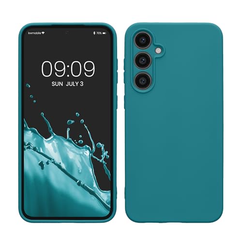 kwmobile Hülle kompatibel mit Samsung Galaxy S23 FE Hülle - weiches TPU Silikon Case - Cover geeignet für kabelloses Laden - Petrol matt von kwmobile