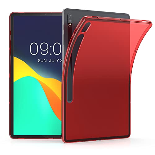 kwmobile Hülle kompatibel mit Samsung Galaxy Tab S8+ Plus/Galaxy Tab S7+ Plus Hülle - weiches TPU Silikon Case transparent - Tablet Cover Rot Transparent von kwmobile