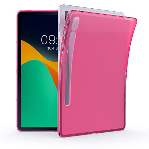 kwmobile Hülle kompatibel mit Samsung Galaxy Tab S8 / Galaxy Tab S7 Hülle - weiches TPU Silikon Case transparent - Tablet Cover Pink Transparent von kwmobile