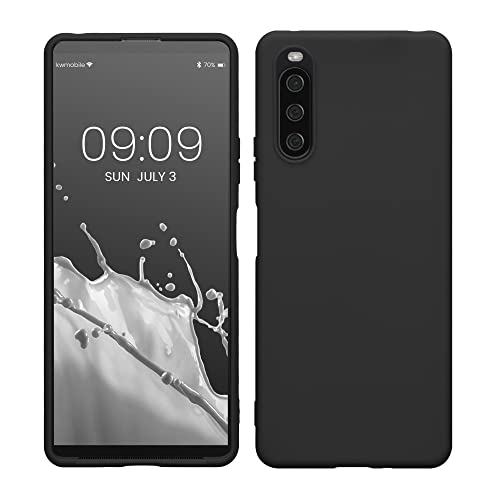 kwmobile Hülle kompatibel mit Sony Xperia 10 IV Hülle - weiches TPU Silikon Case - Cover geeignet für kabelloses Laden - Schwarz matt von kwmobile