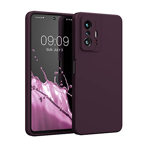 kwmobile Hülle kompatibel mit Xiaomi 11T / 11T Pro Hülle - gummierte TPU Silikon Handyhülle - Schutzhülle für kabelloses Laden - Case in Bordeaux Violett von kwmobile