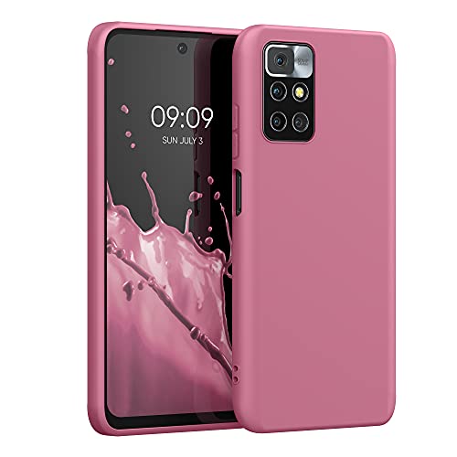 kwmobile Hülle kompatibel mit Xiaomi Redmi 10 (2021/2022) Hülle - weiches TPU Silikon Case - Cover geeignet für kabelloses Laden - Dark Rose von kwmobile